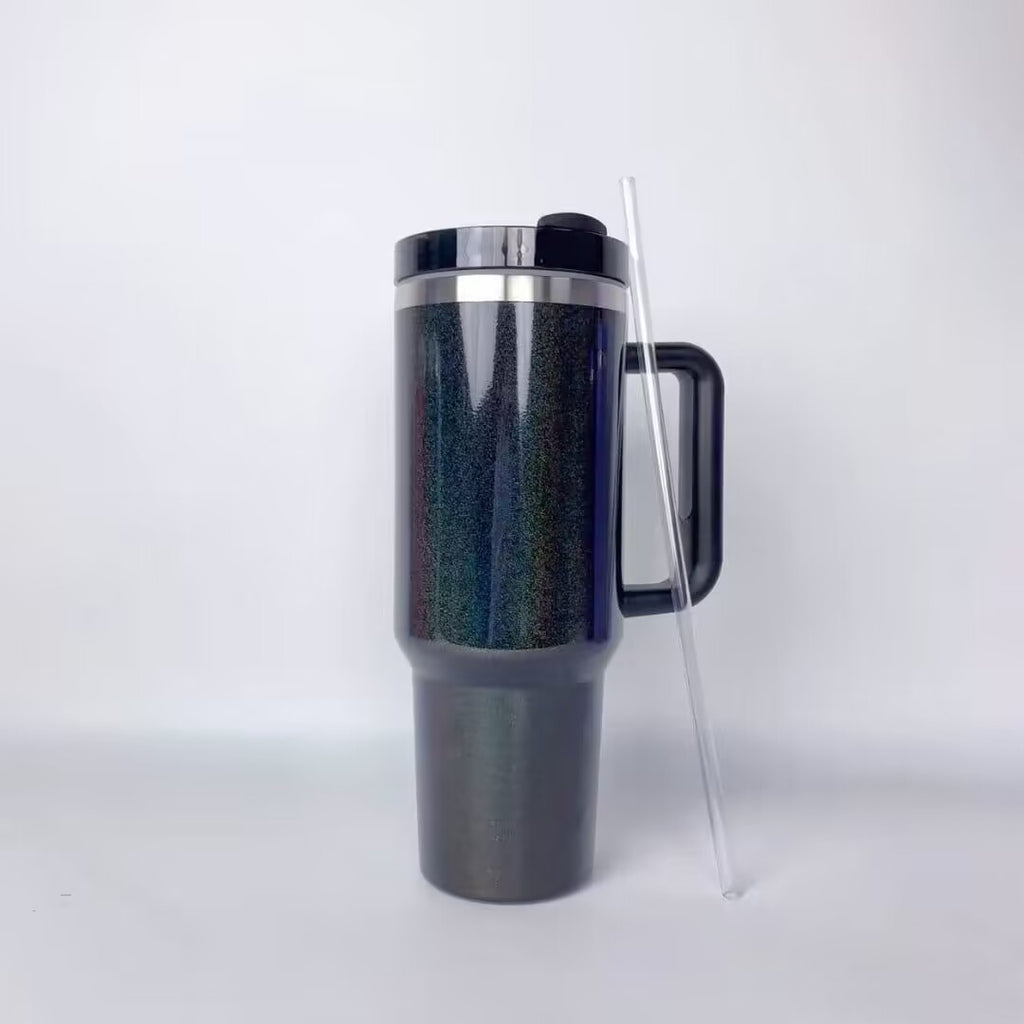 China RTS_Sublimation 40oz Rainbow paint H2.0  Cups with Handle Stanley Style Sold by Case-GGblanks