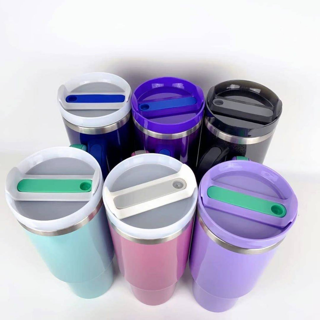 China RTS_Sublimation 40oz Rainbow paint H2.0  Cups with Handle Stanley Style Sold by Case-GGblanks
