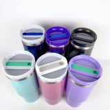 China RTS_Sublimation 40oz Rainbow paint H2.0  Cups with Handle Stanley Style Sold by Case-GGblanks