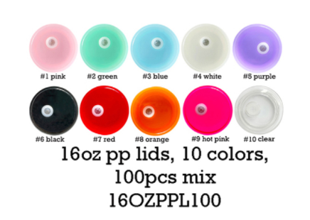 China RTS_Colorful Plastic lids for 16oz/20oz sublimation glass cans 16OZPPL100 -  GGblanks