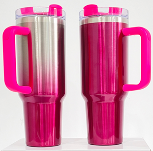 China RTS_H2.0 Hot Pink LOTSO 40oz Metallic painted Stanley-style Blank Sublimation Tumblers 20pcs-Colors Mixed 40HOTPINK01_GGblanks