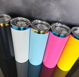 25 Pack 20oz Powder Coated Stainless Steel Straight Skinny Tumbler Rainbow Plated Rainbow Underneath Tumbler for Laser Engraving_GGblanks