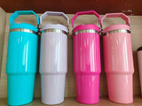 30oz GGblanks White/Macaron Colorful Student School Stanley Style 20oz 30oz Water Bottles Rainbow Plated Matte Glossy Tumblers with Flip Straw_GGblanks