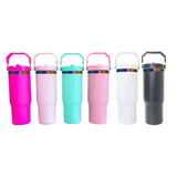 30oz GGblanks White/Macaron Colorful Student School Stanley Style 20oz 30oz Water Bottles Rainbow Plated Matte Glossy Tumblers with Flip Straw_GGblanks