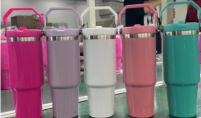 30oz GGblanks White/Macaron Colorful Student School Stanley Style 20oz 30oz Water Bottles Rainbow Plated Matte Glossy Tumblers with Flip Straw_GGblanks