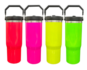 20 Pack USA RTS 30oz Neon Water Bottles with Flip Straws 40oz Neon Quencher Tumbler with Handle for Sublimation_GGblanks