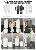 20 Pack GGblanks 2 in 1 40oz Quencher Tumbler with Snack Storage Compartment white for Sublimation& white Black Powder Rainbow Plated Tumblers for Laser Engraving_GGblanks