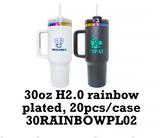 20 Pack 30oz H2.0 Rainbow Plated Powder Coated Colorful Quencher Tumbler_GGblanks