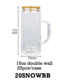 25 Pack Mutiful Size 9oz/11oz/12oz/15oz/17oz/20oz Glass Jelly Macaron Mugs Blank Sublimation or Snow Globe_GGblanks
