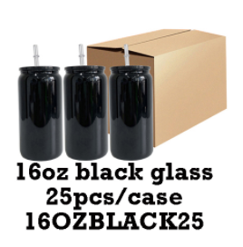 50 Pack 16oz Black Glass Can with PP Lids_GGblanks
