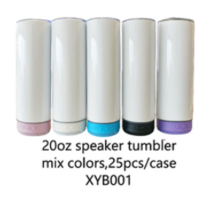25 Pack 20oz Speaker Tumbler Macaron/Rainbow Plated Bluetooth Tumbler_GGblanks