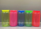 25 Pack 50 Pack 16oz Neon Glass Cans/Plastic 17oz Neon Mugs with Straws and Lids for Uv Dtf Wraps_GGblanks