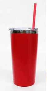 25 Pack Yeti Style 20oz Black Plated Red Chocolate Colorful Car Cups Power Coated Tumblers with Colorful Straws_GGblanks
