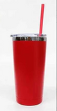 25 Pack Yeti Style 20oz Black Plated Red Chocolate Colorful Car Cups Power Coated Tumblers with Colorful Straws_GGblanks