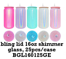 50 Pack 16oz Shimmer Glass Can With Bling Rhinestone Plastic Lids_GGblanks
