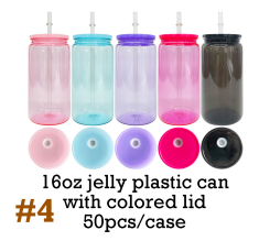 50 Pack 16oz 20oz V2.0 Clear Frosted Plastic Can Macaron Jelly Plastic Cans_GGblanks