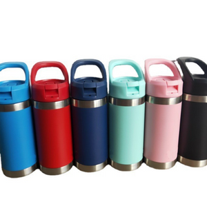 25 Pack Double Walled 304 Stainless Steel Kids 12oz Water Bottle Quencher Tumbler with Leakproof Lids and Handle_GGblanks