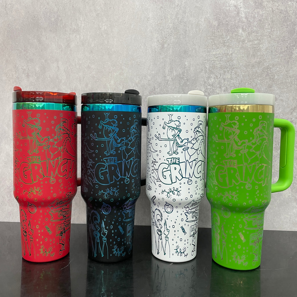 20 Pack Christmas 40oz H2.0 Tumbler with Plating Grinch Laser Engraving Design_GGblanks