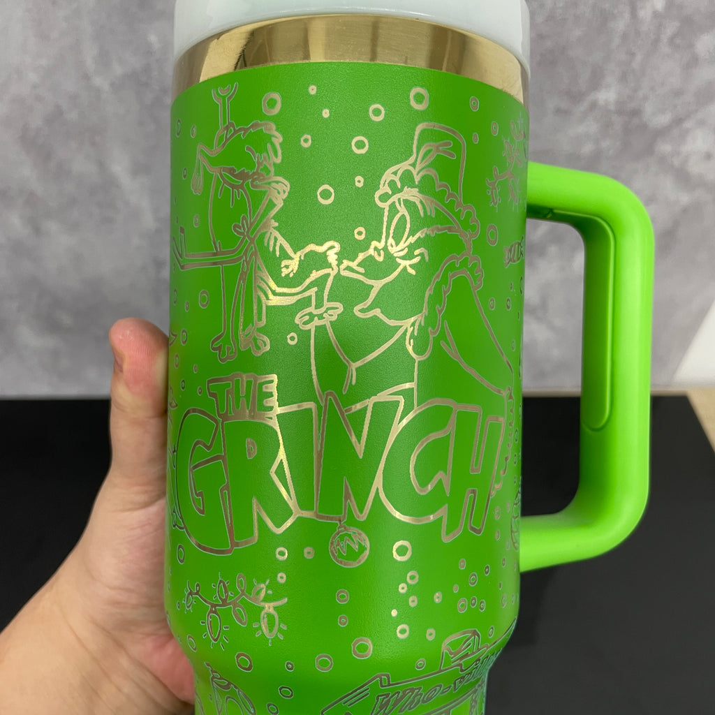 20 Pack Christmas 40oz H2.0 Tumbler with Plating Grinch Laser Engraving Design_GGblanks