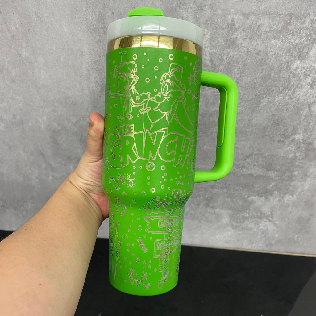 20 Pack Christmas 40oz H2.0 Tumbler with Plating Grinch Laser Engraving Design_GGblanks