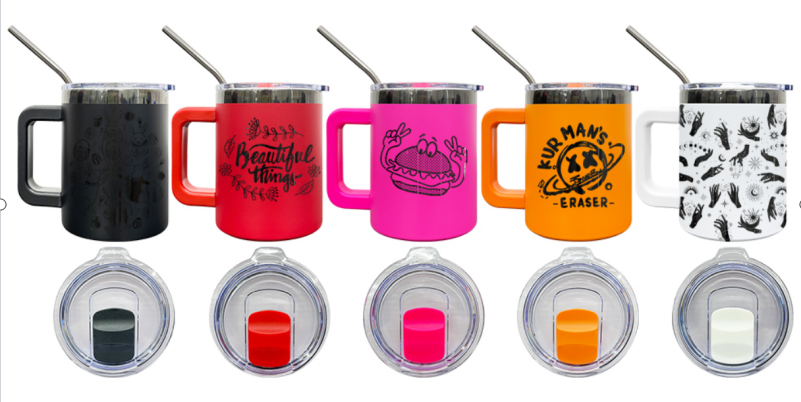 25 Pack 10oz Macaron Color/Black underneath Lowball Metal Tumblers With Removable Plastic Handle Water Cups With Magnetic Lids and Stainless Steel Straws_GGblanks