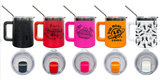 25 Pack 10oz Macaron Color/Black underneath Lowball Metal Tumblers With Removable Plastic Handle Water Cups With Magnetic Lids and Stainless Steel Straws_GGblanks