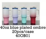 20 Pack GGblanks 40oz Black Plated/Blue Plated/Mirror Black Plated Pink/Ombre Powder Coated/Shimmer Black H2.0 Quencher Tumblers For Laser Engraving_GGblanks