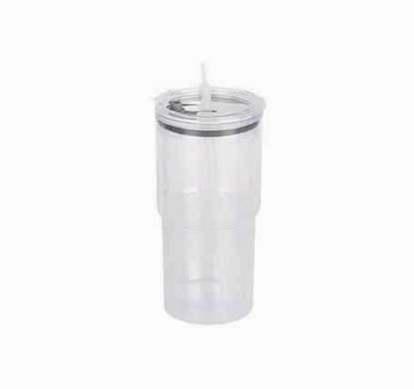 24 Pack 17oz Plastic Water Bottles with Colorful Straws and Clear Lids_GGblanks