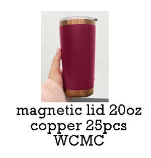25 Pack 20oz Maroon New Copper Powder Coated Coffee Mugs with Magnetic Slide Lids for Laser Engraving_GGblanks