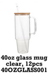 12 Pack 40oz Clear Frosted Glass Tumbler Glass Tumbler with Bamboo Lids_GGblanks