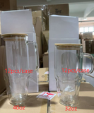 12 Pack 32oz 40oz Predrilled Glass Snow Globe Tumblers with Bamboo Lids Straws and Plugs for Sublimation_GGblanks