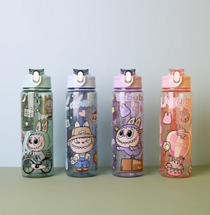 50 Pack 750ML 24oz 2025 Popular Labubu Cartoon Plastic Acrylic Bottles with Straws_GGblanks