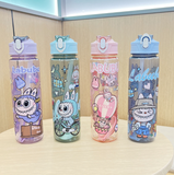 50 Pack 750ML 24oz 2025 Popular Labubu Cartoon Plastic Acrylic Bottles with Straws_GGblanks