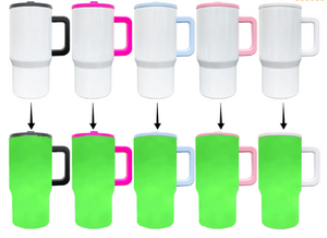 25 Pack 20oz Glow in Dark White Blank Sublimation Kids Handle Tumblers with Leak Proof Straw Lids_GGblanks