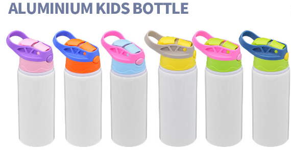 China warehouse 60pcs 12oz aluminum kids bottles with sippy lids_GGblanks