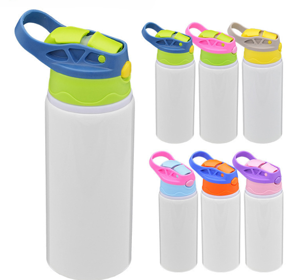 China warehouse 60pcs 12oz aluminum kids bottles with sippy lids_GGblanks