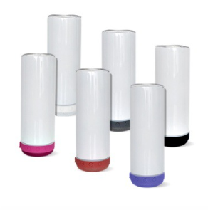 25 Pack CN Warehouse 20oz White Sublimation Music Speaker Tumblers with Colorful Speakers_GGblanks