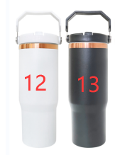 25 Pack 30oz Gold/Copper Plated Christmas Green Red Pink Black White Water Bottles with Flip Straws_GGblanks
