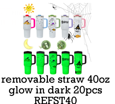 20 Pack 25 Pack GITD Blank Sublimation 20oz 40oz Tumbler with Leakproof Straw Lids_GGblanks
