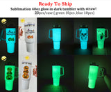 20 Pack 40oz White Sublimation Quencher Tumblers Glow in the Dark_GGblanks