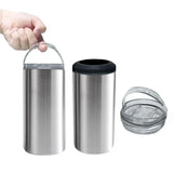 25 Pack China Warehouse double wall insulated vacuum 16oz sublimation 4 in 1 sliver stainless steel beer can cooler with 2lids_GGblanks