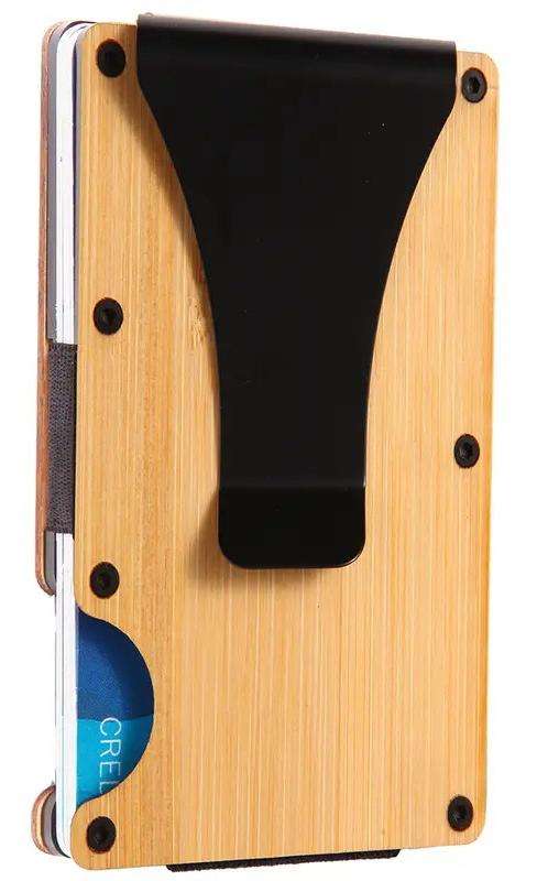 30 Pack China Warehouse Wooden Aluminum RFID Blocking Wallet Slim Front Pocket_GGblanks