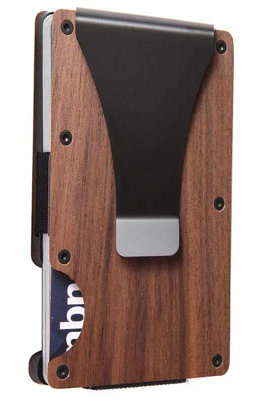 30 Pack China Warehouse Wooden Aluminum RFID Blocking Wallet Slim Front Pocket_GGblanks