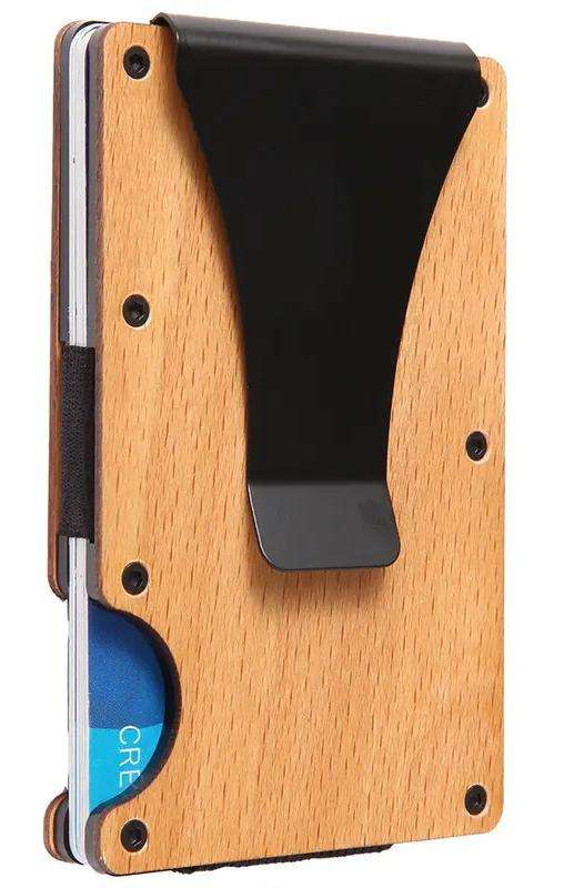 30 Pack China Warehouse Wooden Aluminum RFID Blocking Wallet Slim Front Pocket_GGblanks