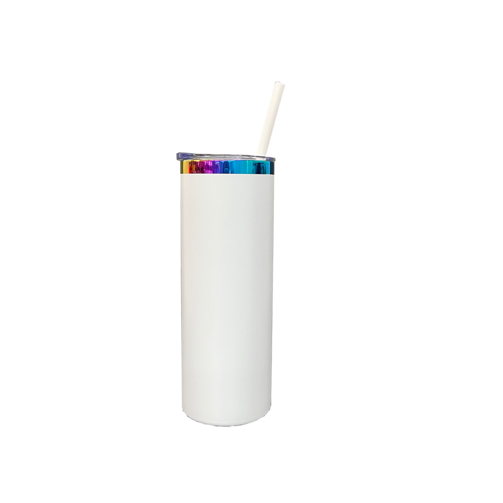 25 Pack 20oz Powder Coated Stainless Steel Straight Skinny Tumbler Rainbow Plated Rainbow Underneath Tumbler for Laser Engraving_GGblanks