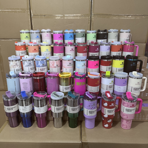 20 Pack 40oz H2.0 Solid Colors Stanley Logo Design Tumblers with Plastic Straw Lids_GGblanks
