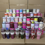 20 Pack 40oz H2.0 Solid Colors Stanley Logo Design Tumblers with Plastic Straw Lids_GGblanks