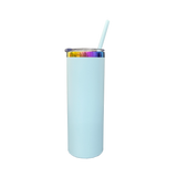 25 Pack 20oz Powder Coated Stainless Steel Straight Skinny Tumbler Rainbow Plated Rainbow Underneath Tumbler for Laser Engraving_GGblanks