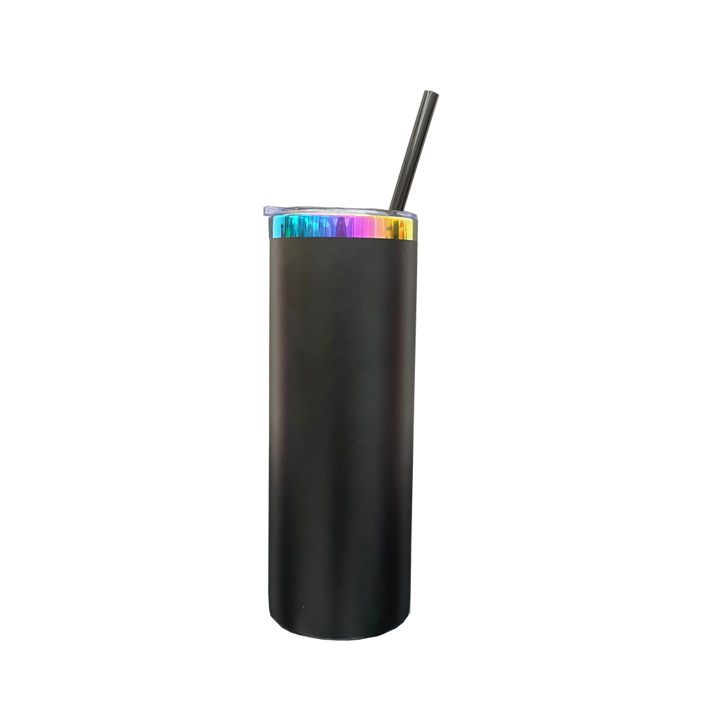 25 Pack 20oz Powder Coated Stainless Steel Straight Skinny Tumbler Rainbow Plated Rainbow Underneath Tumbler for Laser Engraving_GGblanks