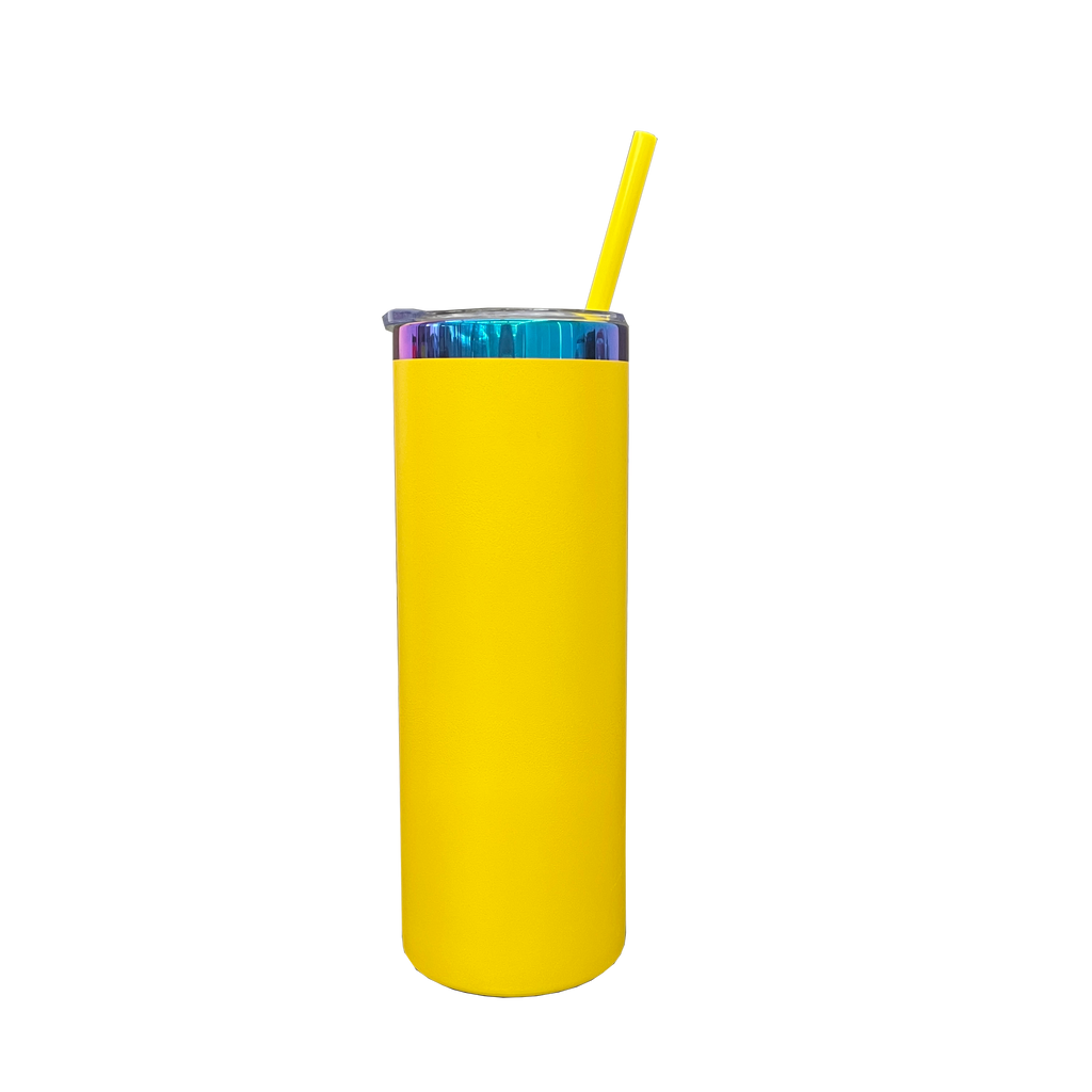 25 Pack 20oz Powder Coated Stainless Steel Straight Skinny Tumbler Rainbow Plated Rainbow Underneath Tumbler for Laser Engraving_GGblanks